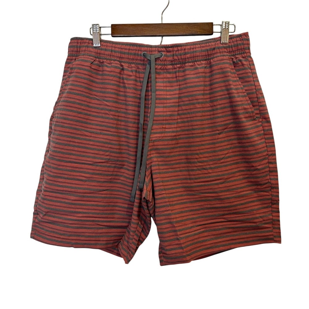 prAna Metric E-Waist Short XL Rust Stripe NWT 8" Inseam Water Friendly Organic